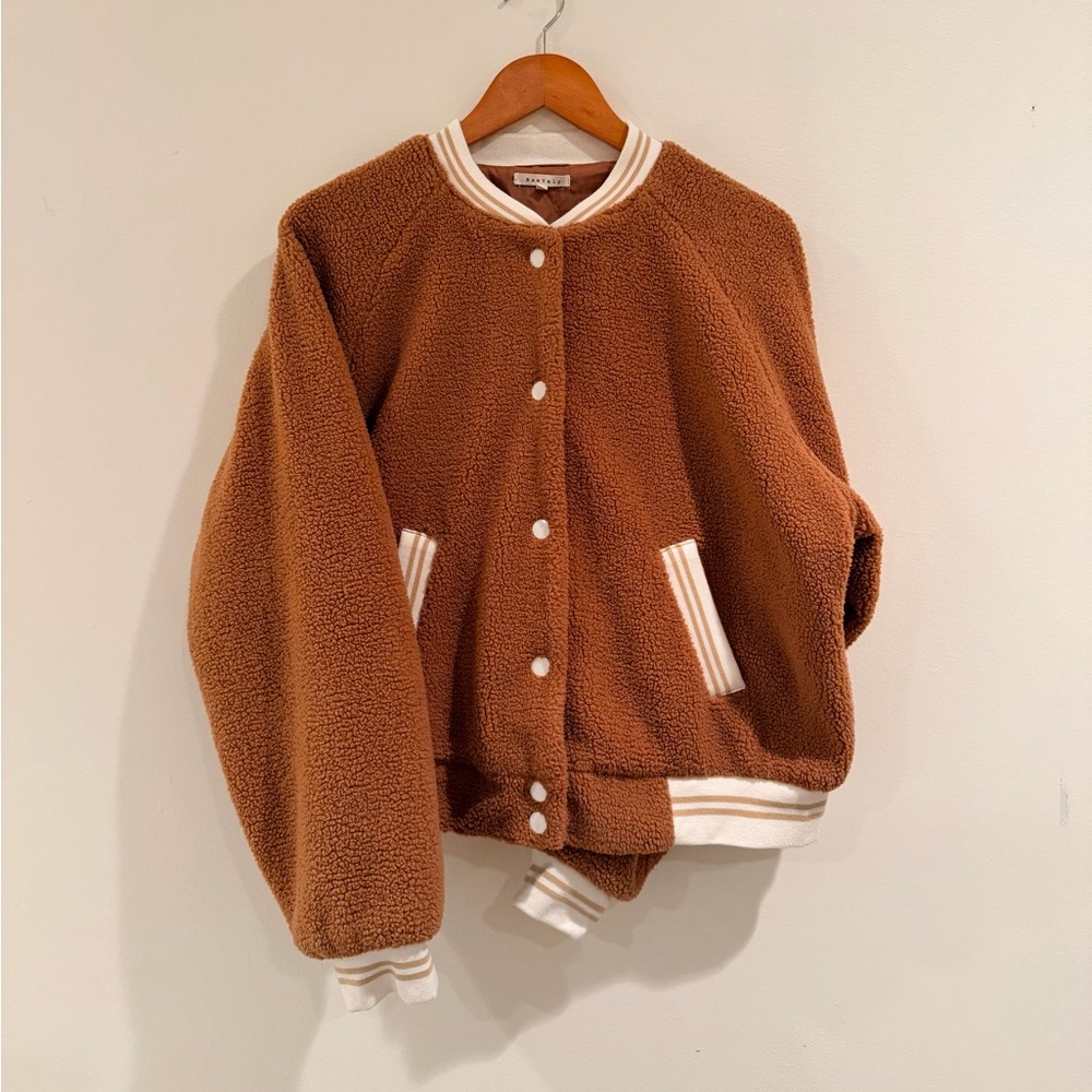 Baevely Brown Teddy Varsity Jacket